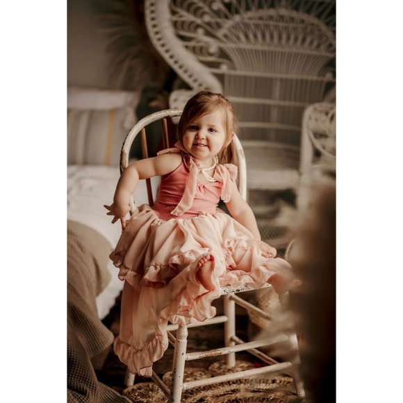 Vintage Princess Style Ruffle Dress, Couture Kids Dress, Handmade New - Picture 2 of 5